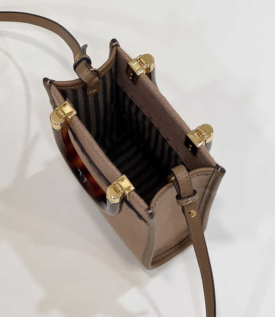 Fendi Mini Sunshine Shopper Brown Natural straw mini-bag 8BS051 - Default Title - View 9