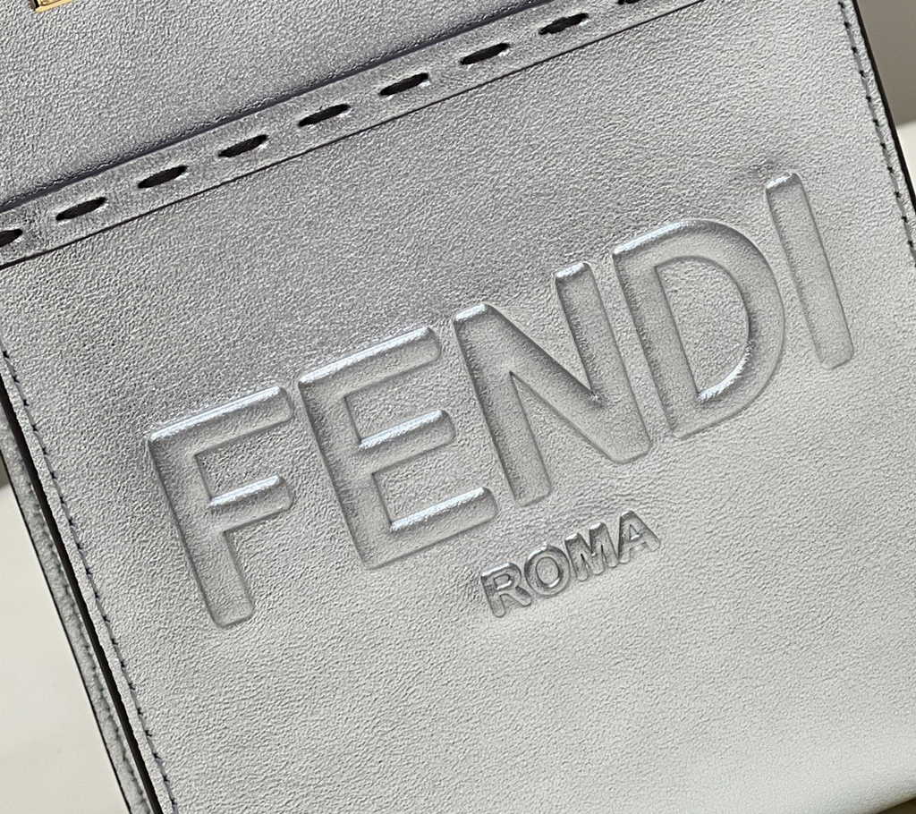 Fendi Mini Sunshine Shopper Silver leather mini-bag 8BS051 - Default Title - View 7