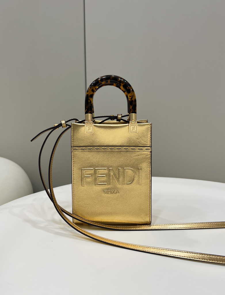 Fendi Mini Sunshine Shopper Gold leather mini-bag 8BS051 - Default Title - View 3