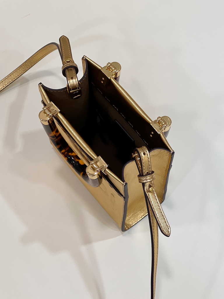 Fendi Mini Sunshine Shopper Gold leather mini-bag 8BS051 - Default Title - View 11