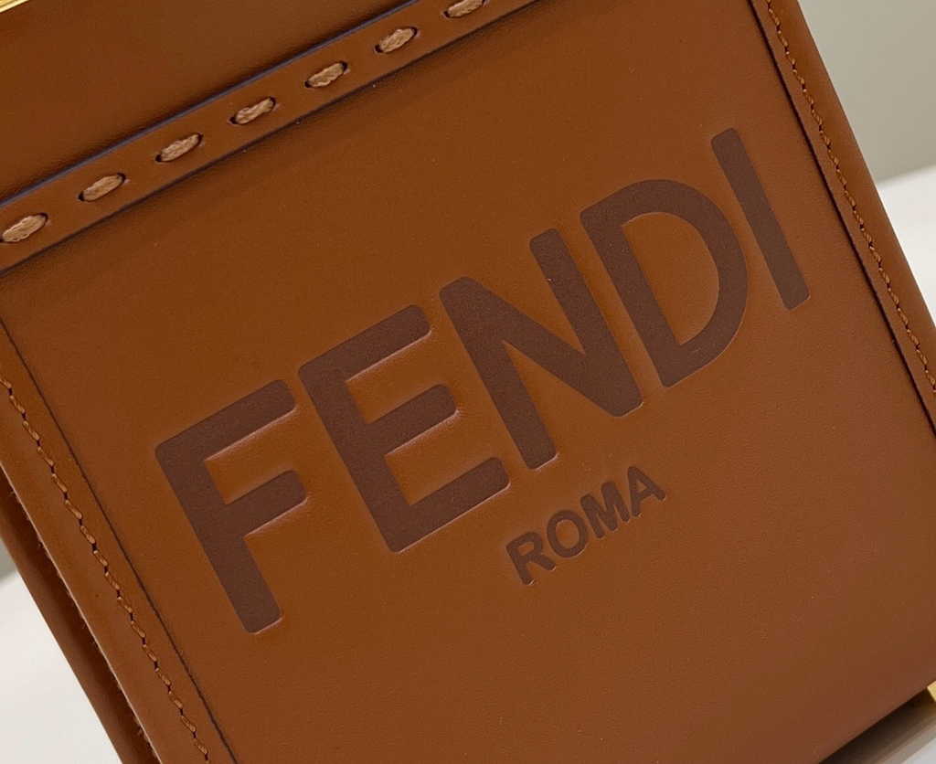 Fendi Mini Sunshine Shopper Brown leather mini-bag 8BS051 - Default Title - View 6