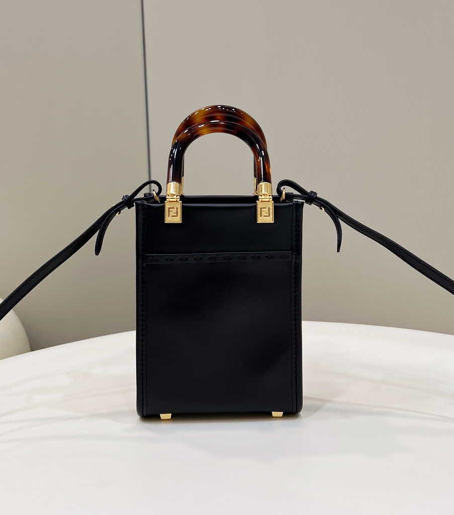 Fendi Mini Sunshine Shopper Black leather mini-bag 8BS051 - Default Title - View 5