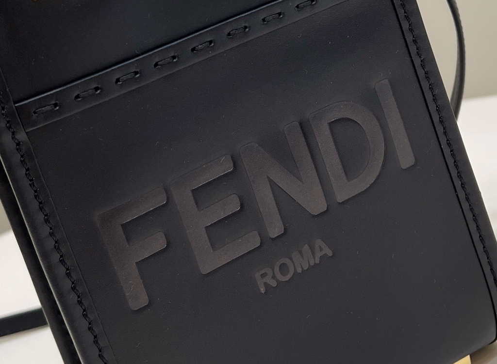 Fendi Mini Sunshine Shopper Black leather mini-bag 8BS051 - Default Title - View 7