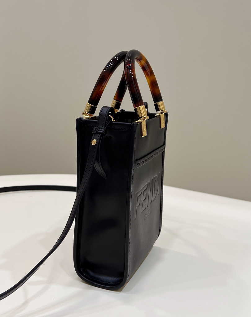 Fendi Mini Sunshine Shopper Black leather mini-bag 8BS051 - Default Title - View 9