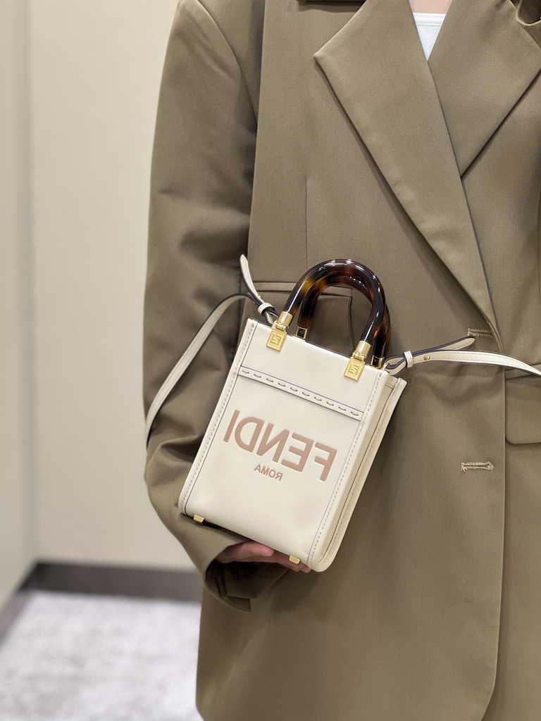 Fendi Mini Sunshine Shopper white leather mini-bag 8BS051 - Default Title - View 2