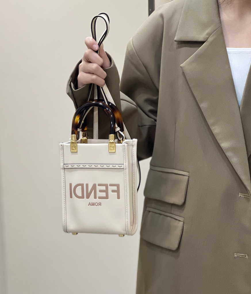 Fendi Mini Sunshine Shopper white leather mini-bag 8BS051 - Default Title - View 3
