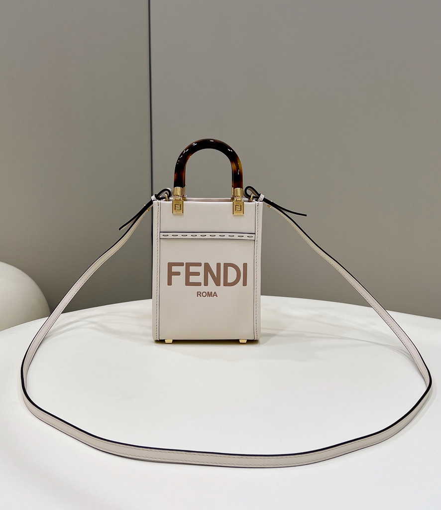 Fendi Mini Sunshine Shopper white leather mini-bag 8BS051 - Default Title - View 4