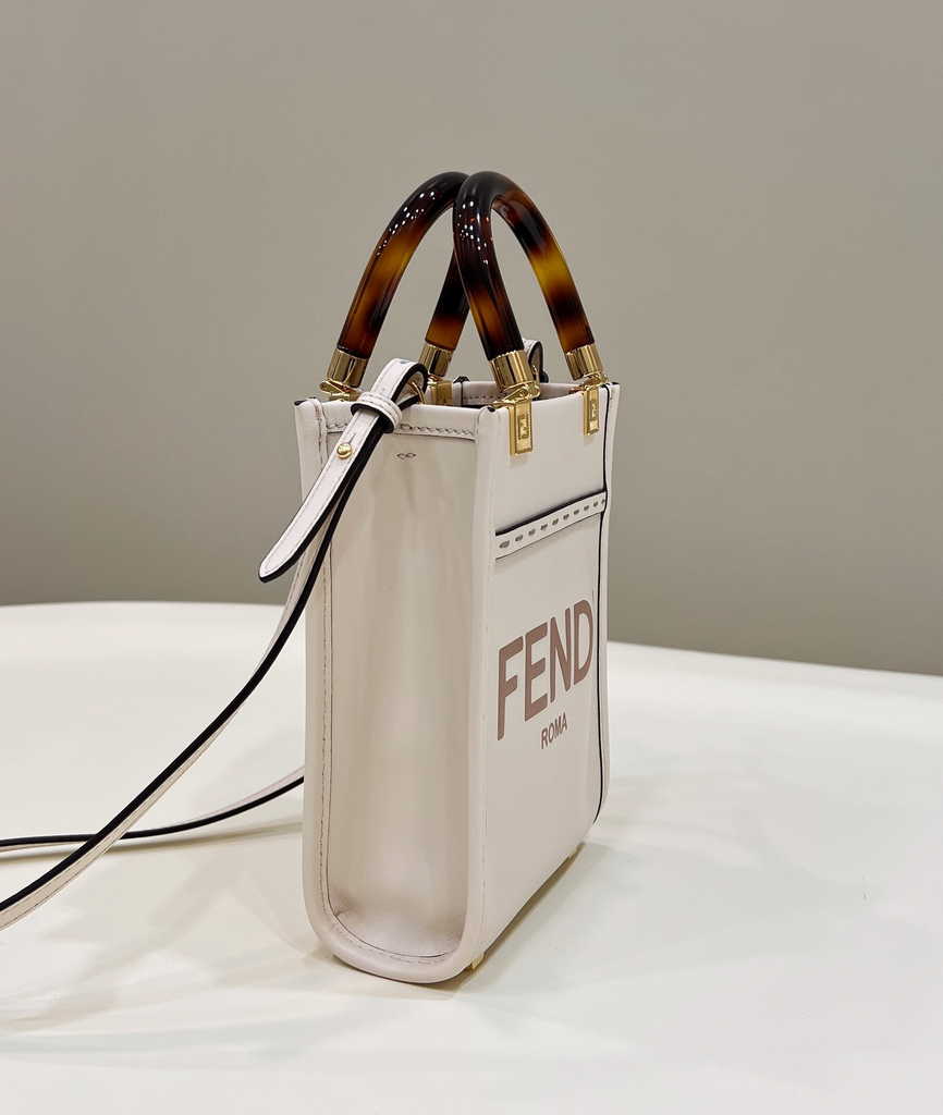 Fendi Mini Sunshine Shopper white leather mini-bag 8BS051 - Default Title - View 7