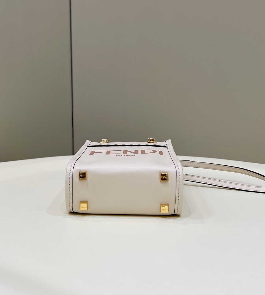 Fendi Mini Sunshine Shopper white leather mini-bag 8BS051 - Default Title - View 8