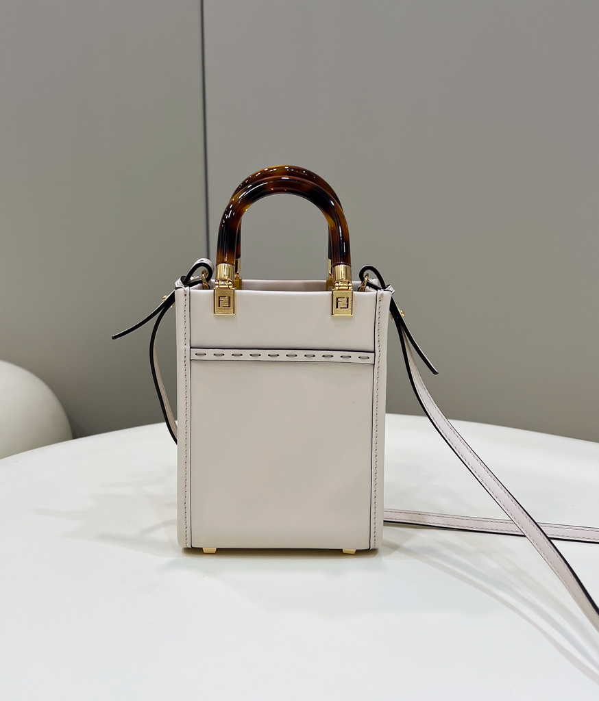 Fendi Mini Sunshine Shopper white leather mini-bag 8BS051 - Default Title - View 9