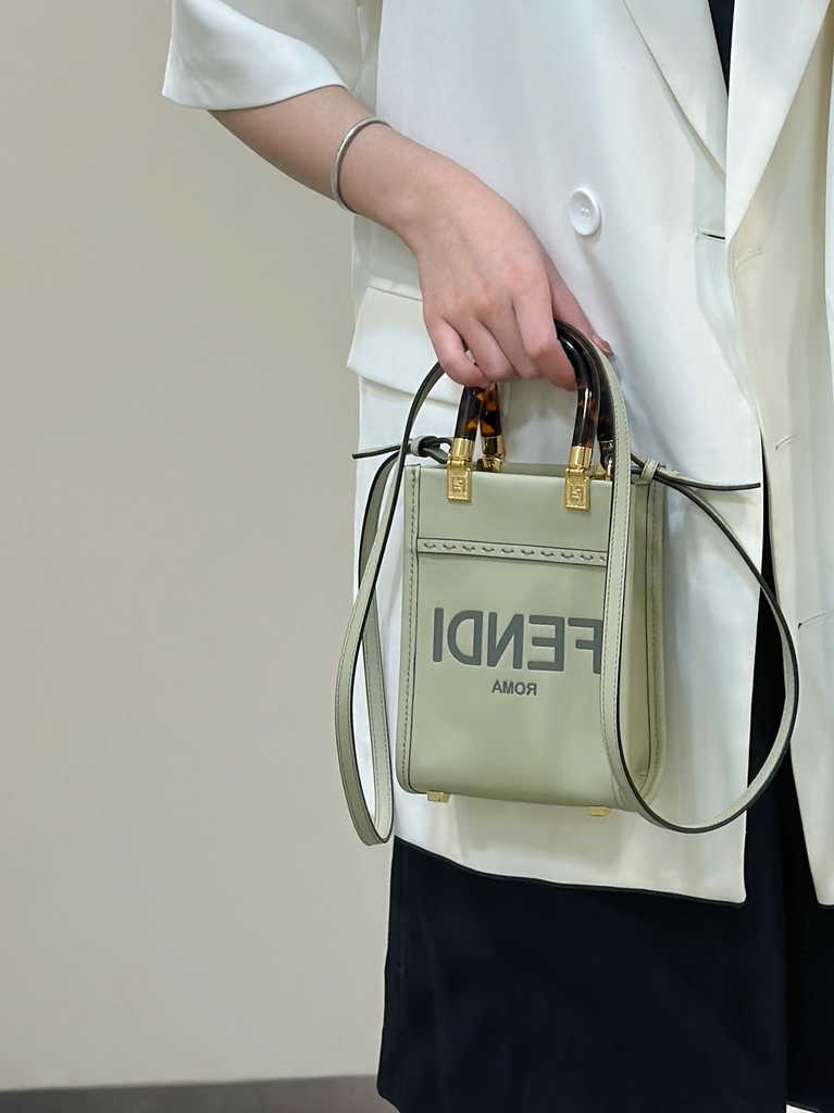 Fendi Mini Sunshine Shopper green leather mini-bag 8BS051 - Default Title - View 2