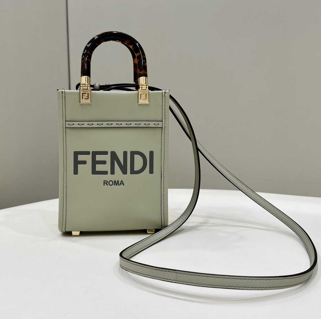 Fendi Mini Sunshine Shopper green leather mini-bag 8BS051 - Default Title - View 1