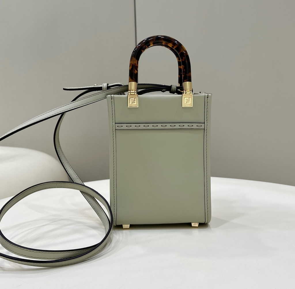 Fendi Mini Sunshine Shopper green leather mini-bag 8BS051 - Default Title - View 4