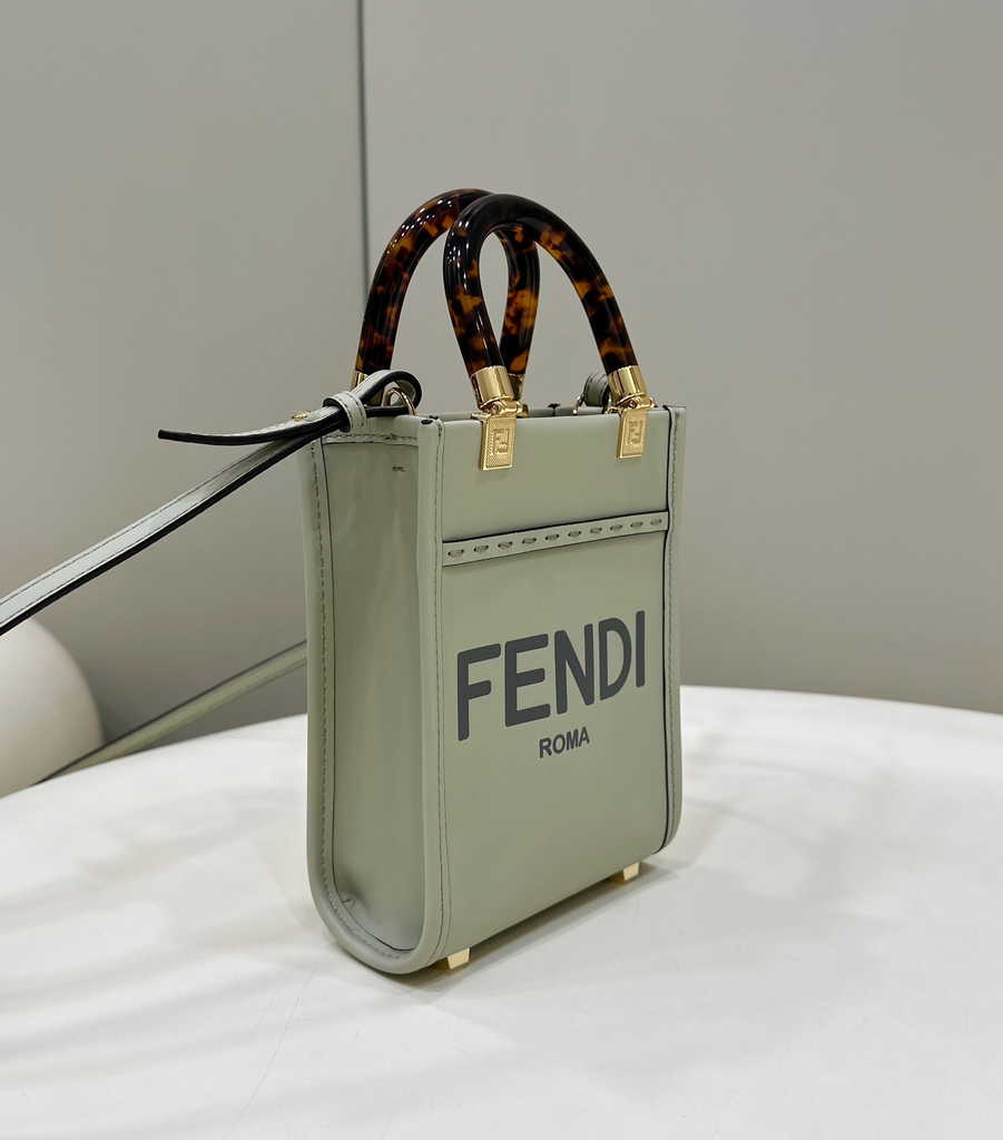 Fendi Mini Sunshine Shopper green leather mini-bag 8BS051 - Default Title - View 5