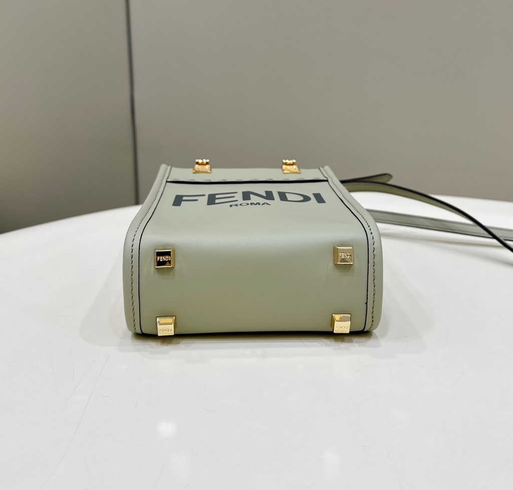 Fendi Mini Sunshine Shopper green leather mini-bag 8BS051 - Default Title - View 6
