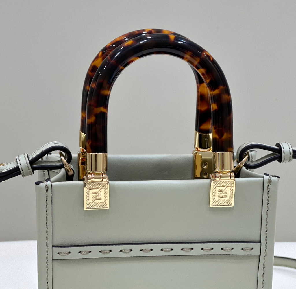 Fendi Mini Sunshine Shopper green leather mini-bag 8BS051 - Default Title - View 8