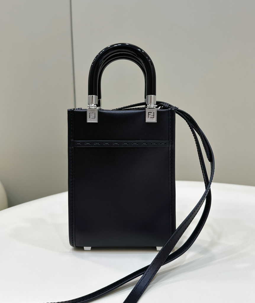 Fendi Mini Sunshine Shopper leather black mini-bag 8BS051 - Default Title - View 3