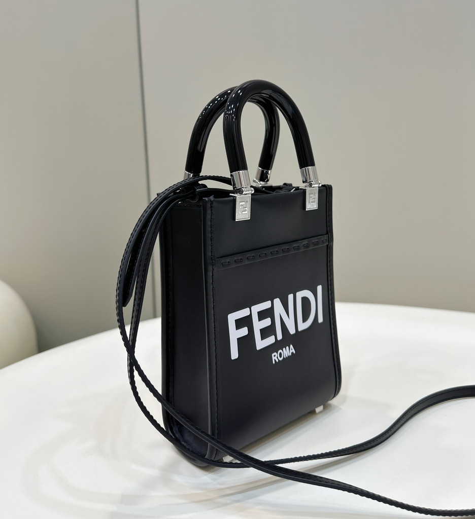 Fendi Mini Sunshine Shopper leather black mini-bag 8BS051 - Default Title - View 4