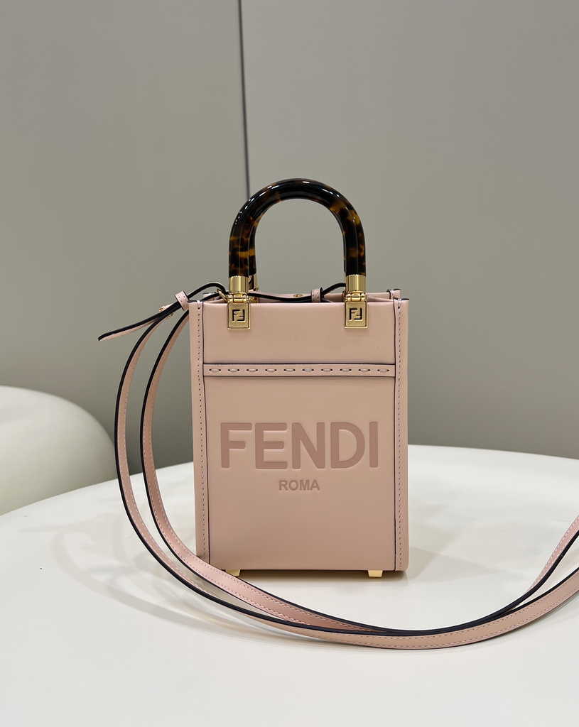 Fendi Mini Sunshine Shopper pink leather mini-bag 8BS051 - Default Title - View 1