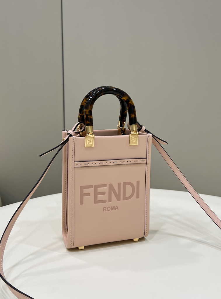 Fendi Mini Sunshine Shopper pink leather mini-bag 8BS051 - Default Title - View 4