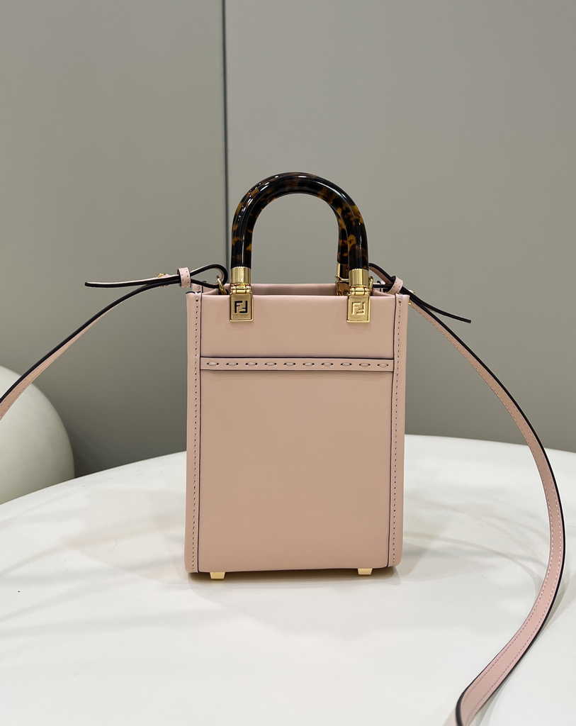 Fendi Mini Sunshine Shopper pink leather mini-bag 8BS051 - Default Title - View 5