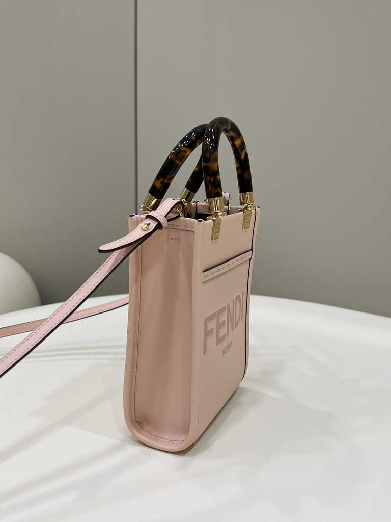 Fendi Mini Sunshine Shopper pink leather mini-bag 8BS051 - Default Title - View 6