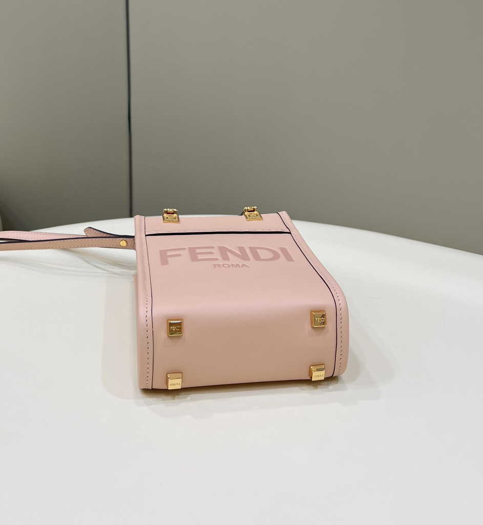 Fendi Mini Sunshine Shopper pink leather mini-bag 8BS051 - Default Title - View 9