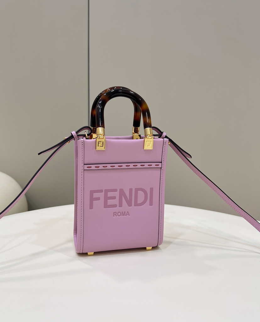 Fendi Mini Sunshine Shopper purple leather mini-bag 8BS051 - Default Title - View 3