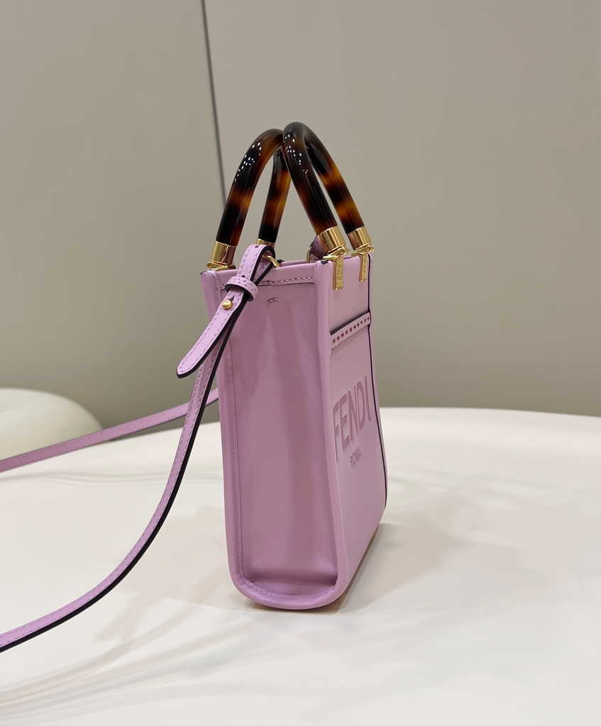 Fendi Mini Sunshine Shopper purple leather mini-bag 8BS051 - Default Title - View 5