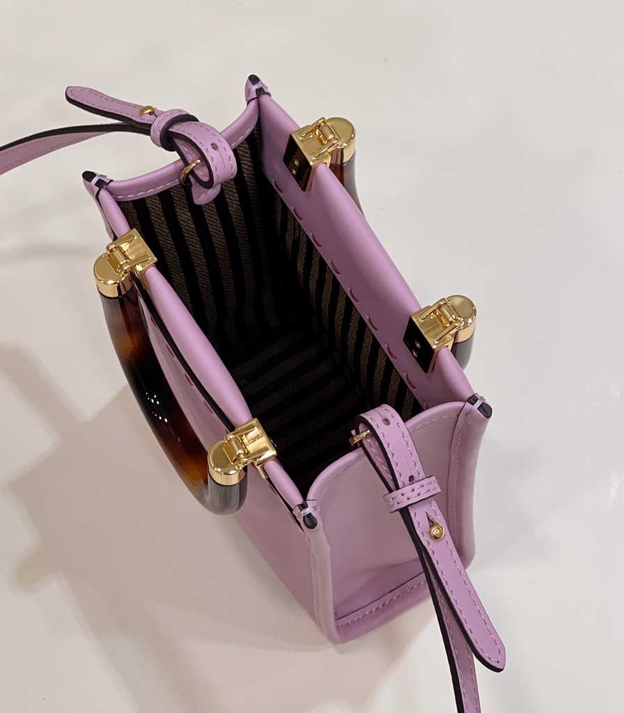 Fendi Mini Sunshine Shopper purple leather mini-bag 8BS051 - Default Title - View 10