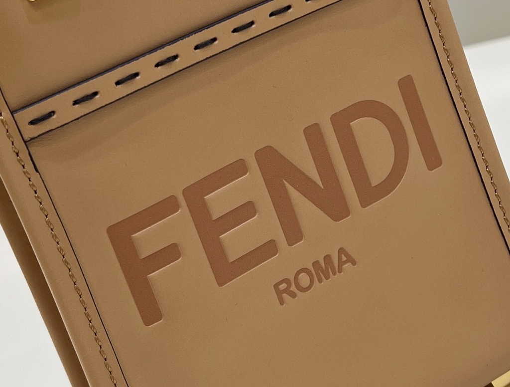 Fendi Mini Sunshine Shopper apricot leather mini-bag 8BS051 - Default Title - View 5