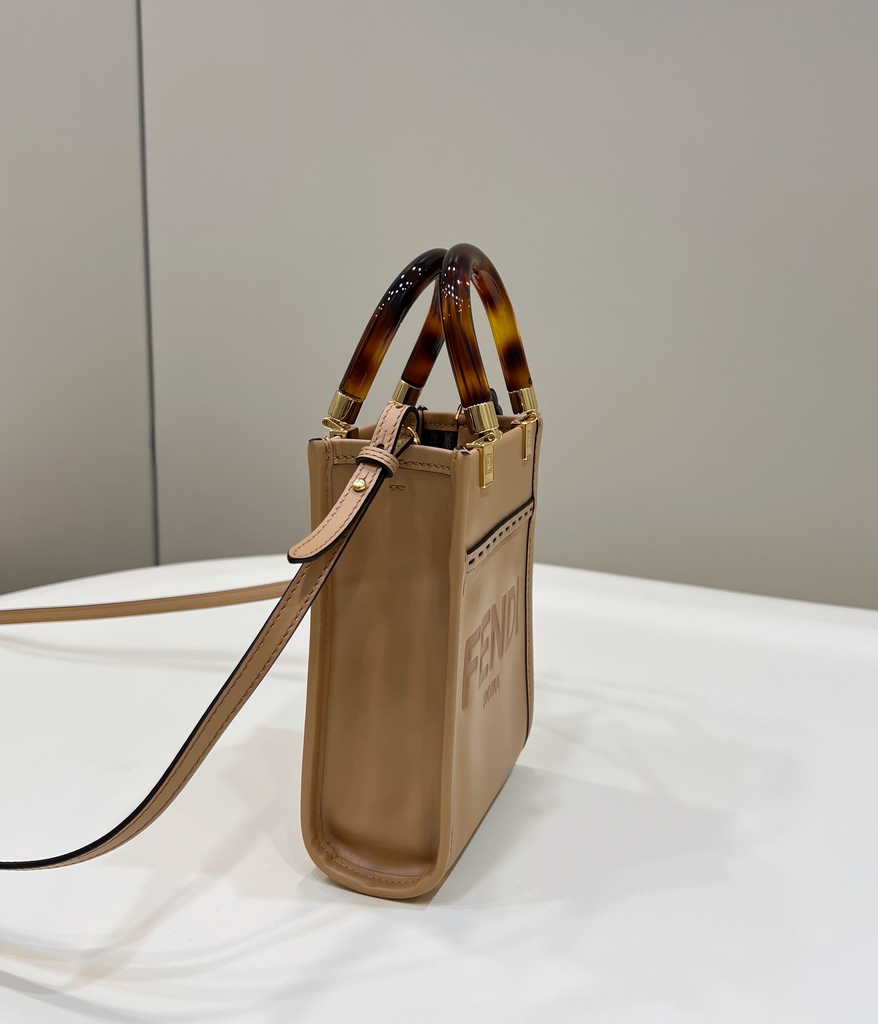 Fendi Mini Sunshine Shopper apricot leather mini-bag 8BS051 - Default Title - View 7