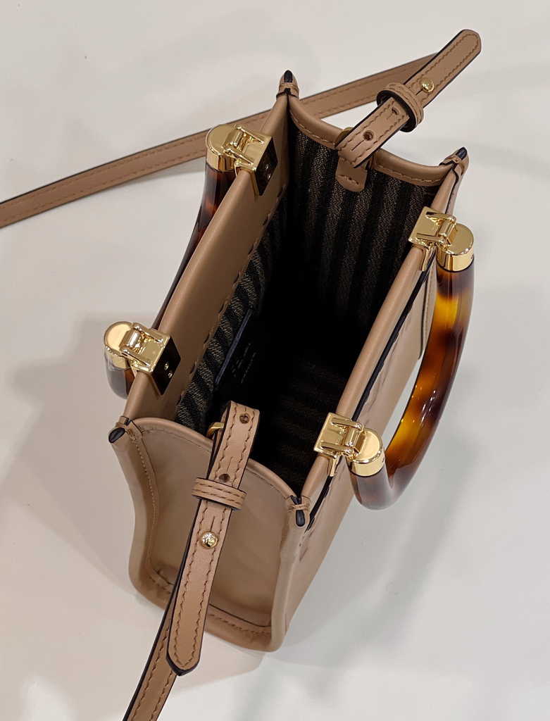Fendi Mini Sunshine Shopper apricot leather mini-bag 8BS051 - Default Title - View 10