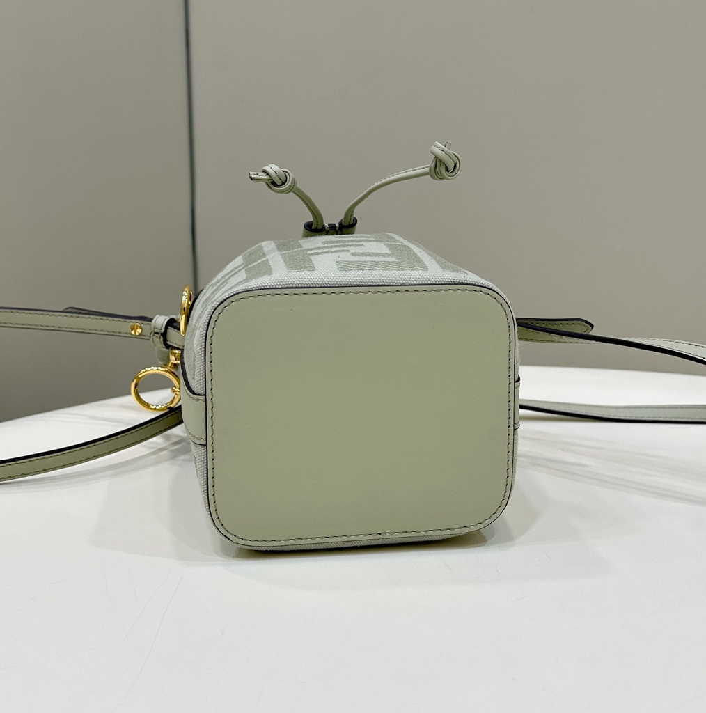 Fendi Bucket Bag Mon Tresor 8BS010 Light green FF canvas mini-bag - Default Title - View 7