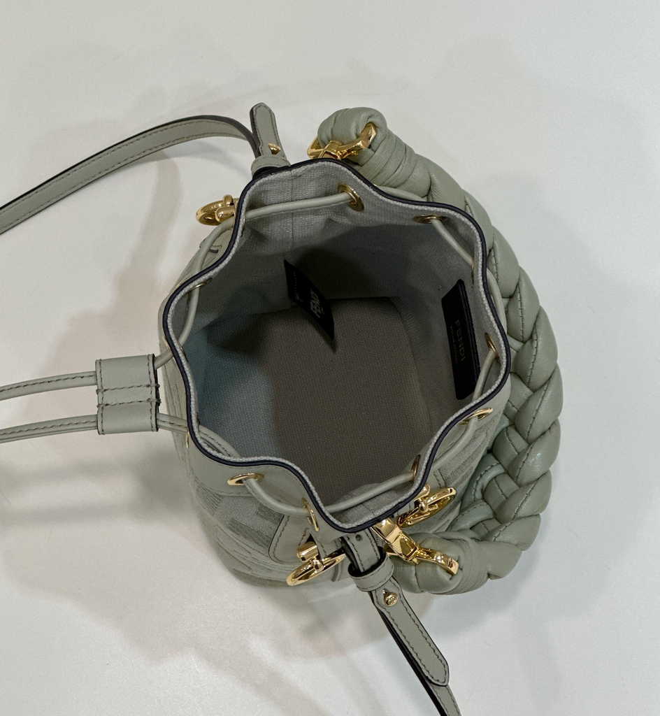 Fendi Bucket Bag Mon Tresor 8BS010 Light green FF canvas mini-bag - Default Title - View 9