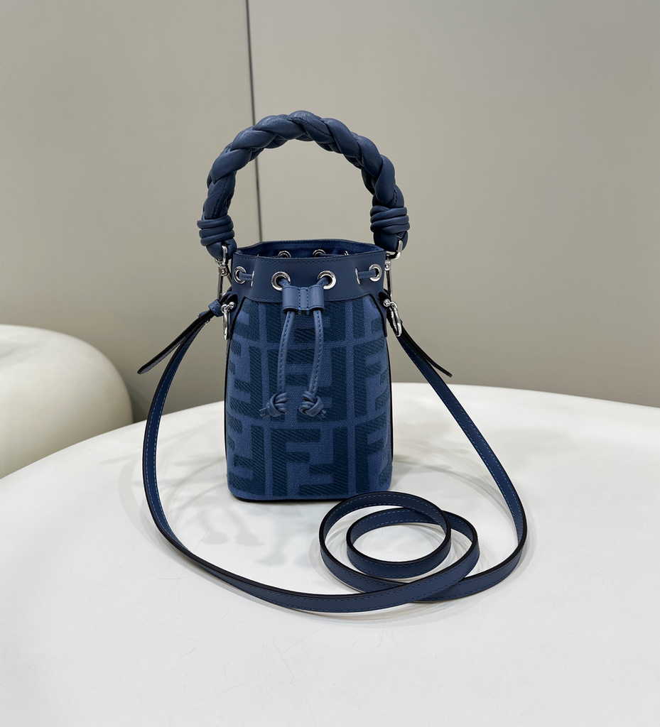 Fendi Bucket Bag Mon Tresor 8BS010 Blue FF canvas mini-bag - Default Title - View 2