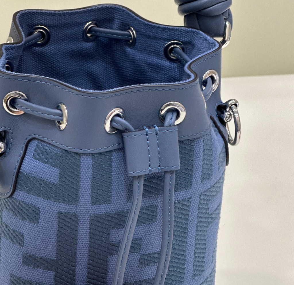 Fendi Bucket Bag Mon Tresor 8BS010 Blue FF canvas mini-bag - Default Title - View 6