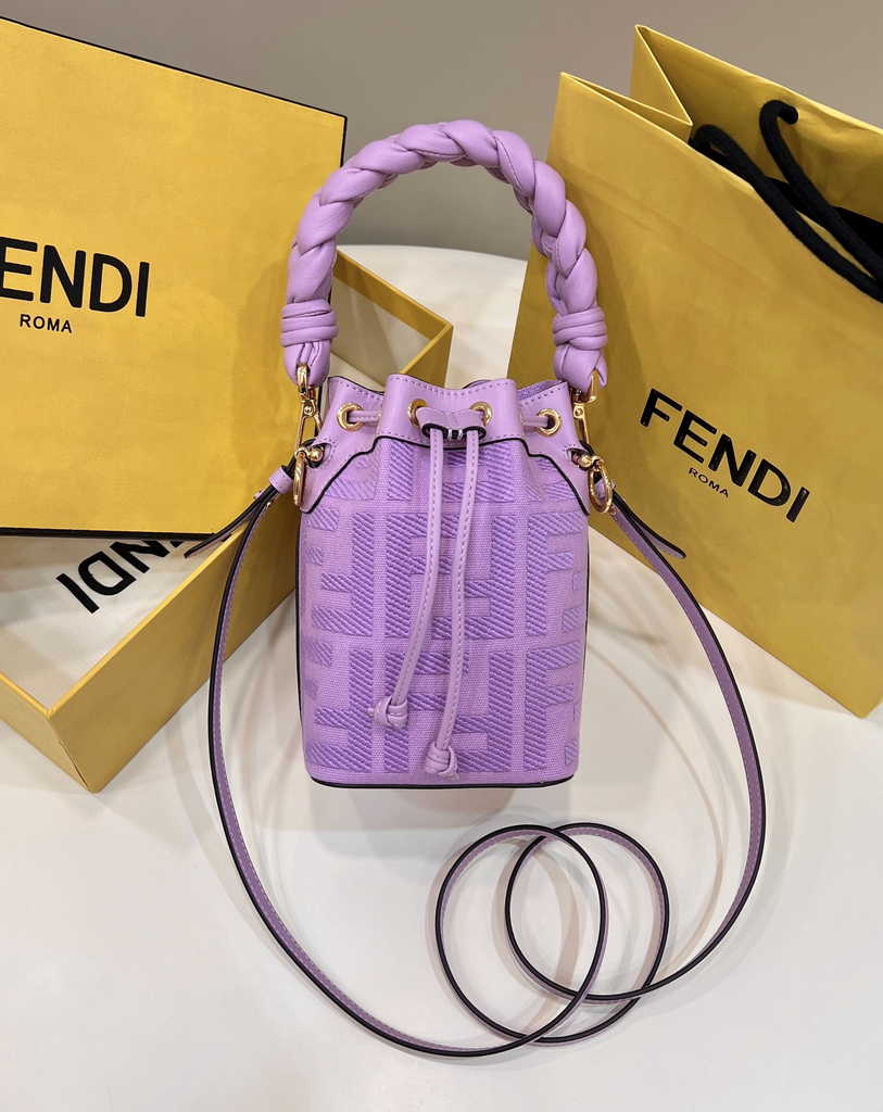 Fendi Bucket Bag Mon Tresor 8BS010 Purple FF canvas mini bag - Default Title - View 1
