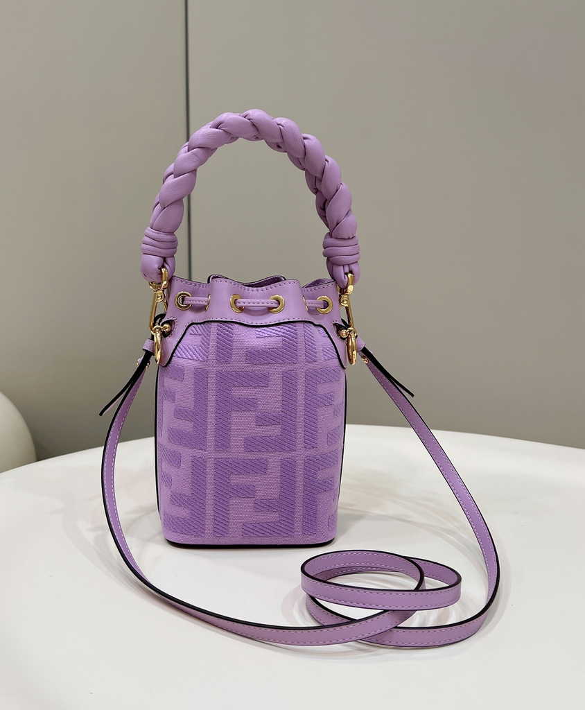 Fendi Bucket Bag Mon Tresor 8BS010 Purple FF canvas mini bag - Default Title - View 3