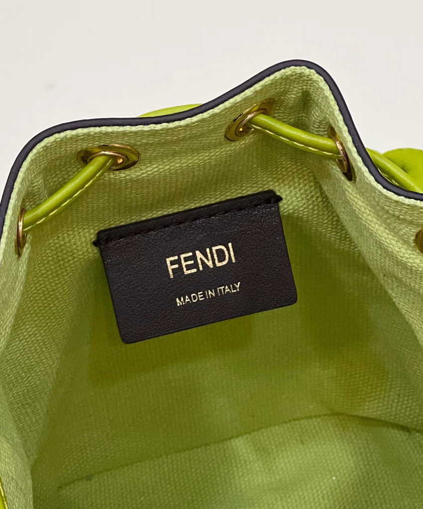 Fendi Bucket Bag Mon Tresor 8BS010 Acid green FF canvas mini-bag - Default Title - View 6