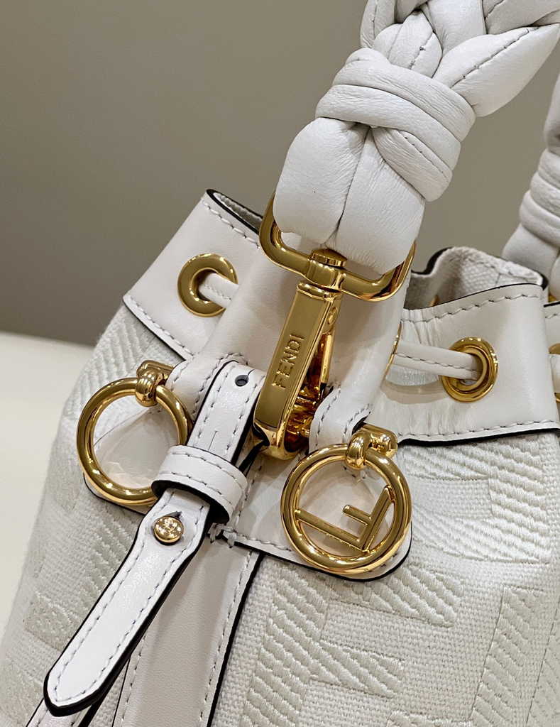 Fendi Bucket Bag Mon Tresor 8BS010 White FF canvas mini-bag - Default Title - View 5