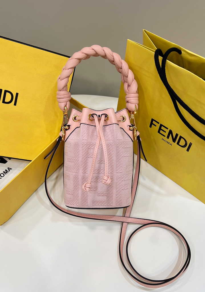 Fendi Bucket Bag Mon Tresor 8BS010 Pink FF canvas mini-bag - Default Title - View 1