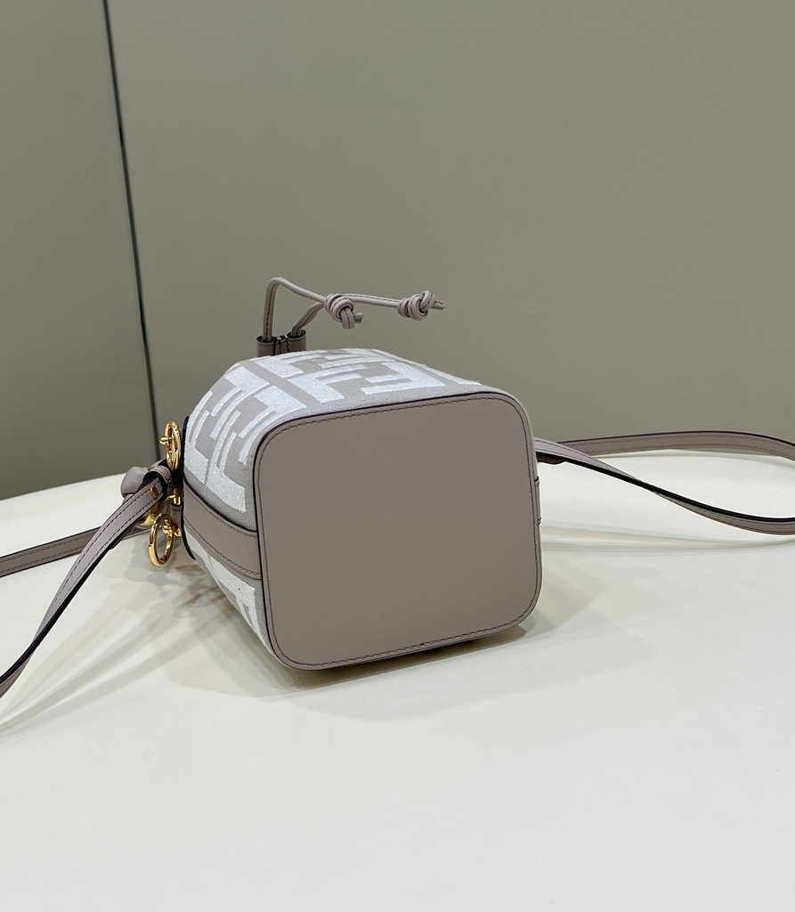 Fendi Bucket Bag Mon Tresor 8BS010 White canvas FF mini bag - Default Title - View 4