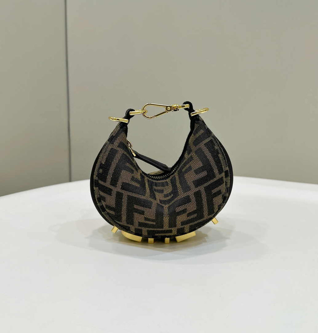 Fendi Nano Fendigraphy 7AS089 Brown FF leather charm - Default Title - View 1