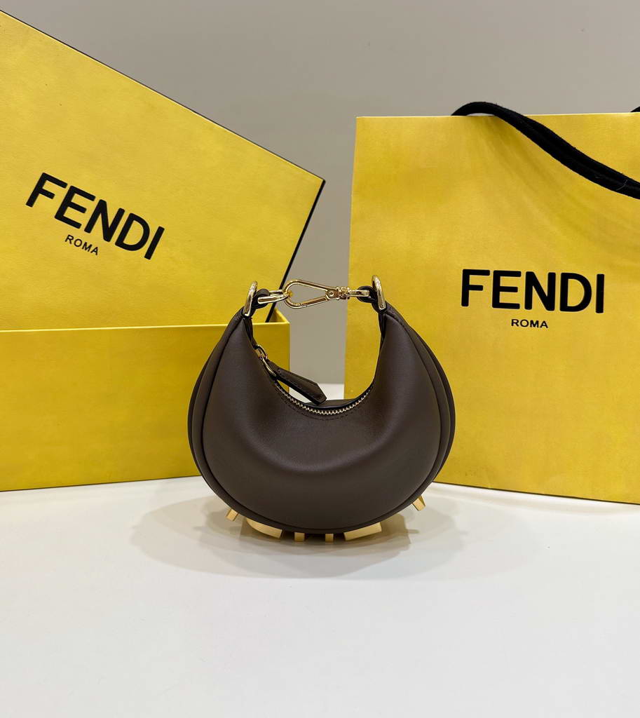 Fendi Nano Fendigraphy 7AS089 Coffee leather charm 80059S - Default Title - View 1