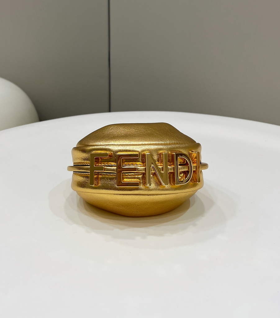 Fendi Nano Fendigraphy 7AS089 Gold leather charm - Default Title - View 5