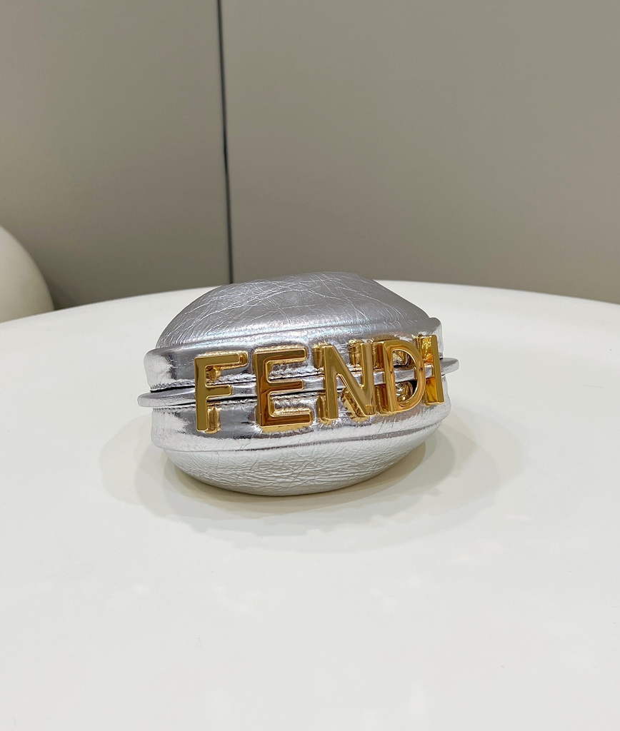 Fendi Nano Fendigraphy 7AS089 Silver leather charm - Default Title - View 9