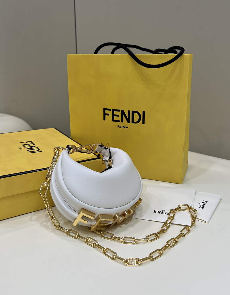 Fendi Nano Fendigraphy 7AS089 white leather charm - Default Title - View 2