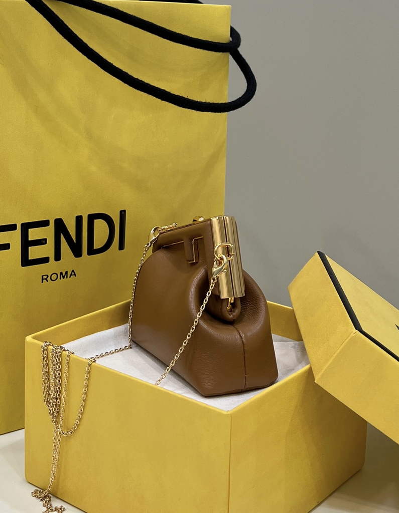 Fendi Nano First Charm Shoulder Bag 7AS051 Brown Leather - Default Title - View 3