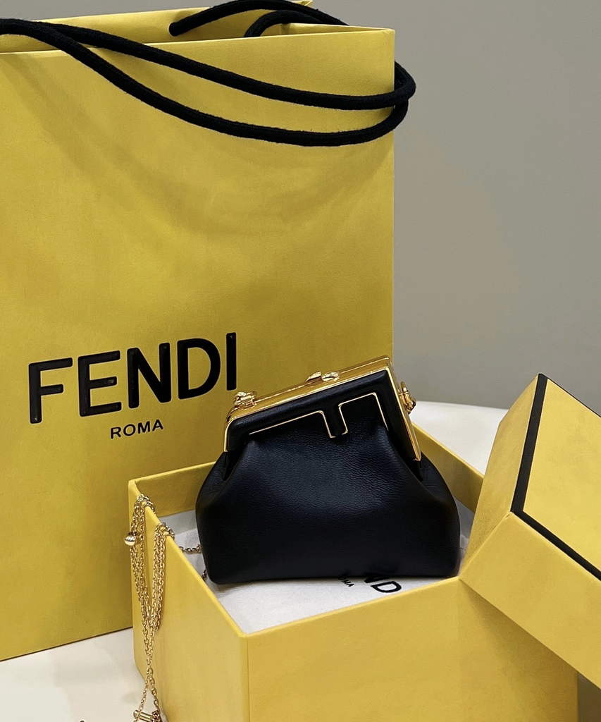 Fendi Nano First Charm Shoulder Bag 7AS051 Black Leather - Default Title - View 1